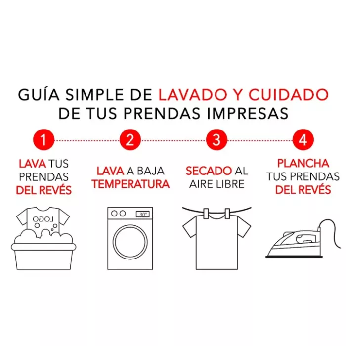Instrucciones de lavada para las camisetas